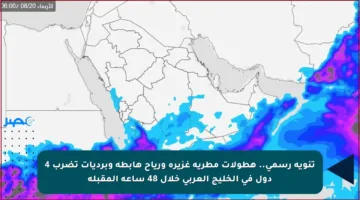 تنويه رسمي.. هطولات مطرية غزيرة ورياح هابطة وبرديات تضرب 4 دول في الخليج العربي خلال 48 ساعة المقبلة